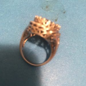 Silver and crystal ring